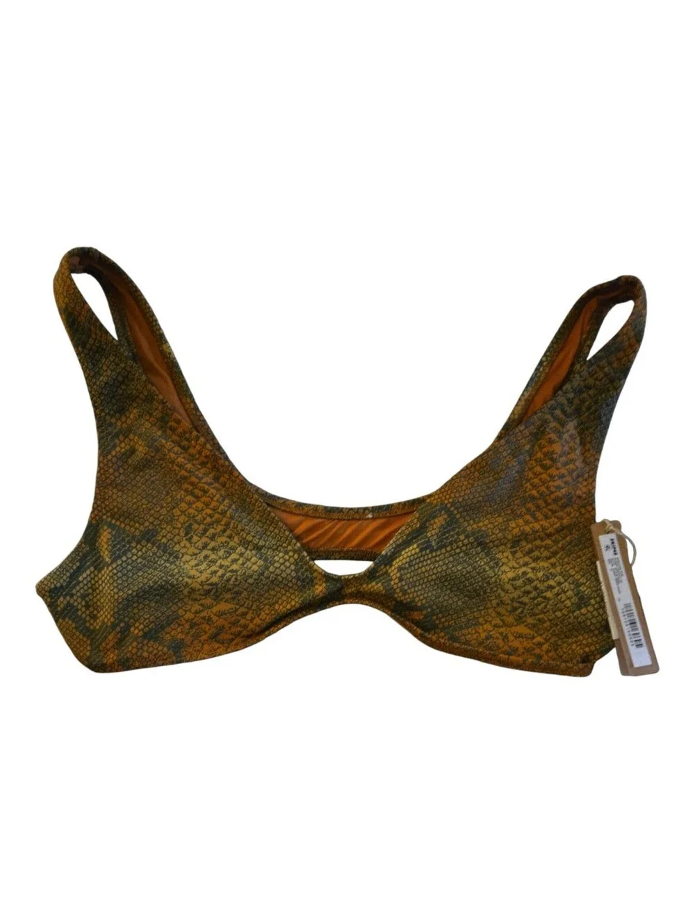 NWT SKIMS Signature Swim Plunge Triangle Top Onyx Forest Ombre Snake Print XL